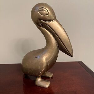 Vintage Large Brass Pelican Bird Figurine statue